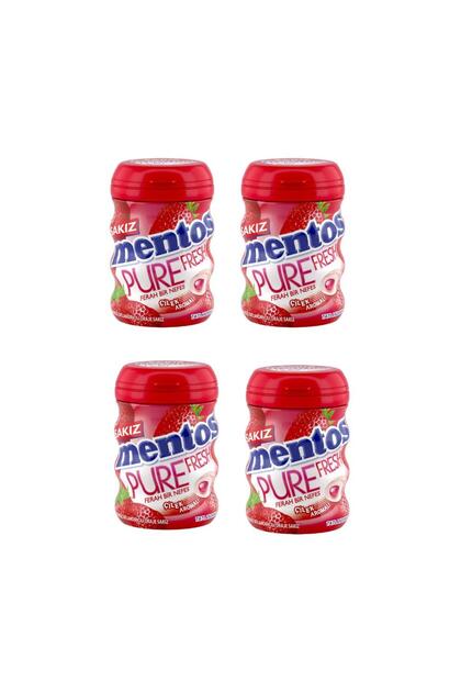 Pure Fresh Strawberry Flavored Sugar Free Dragee Gum 60 g X 4 Pieces