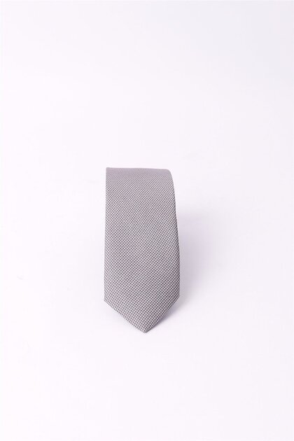 Self-Patterned Plain Men's Gray Tie