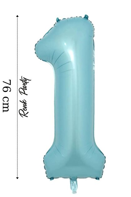 Foil Balloon 1 Number Helium Balloon 76 cm Blue Color - 1 Year Old Balloon - 1 Number Balloon - 34 Inch