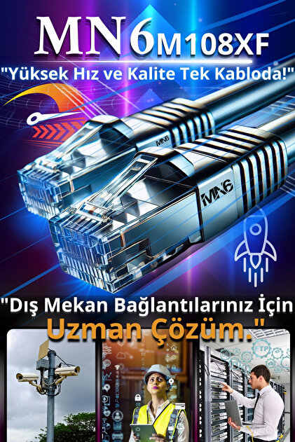MN6 M108XF 30 Metre Internet Kablosu/FTP 0.60mm Cat6 Iki Kat