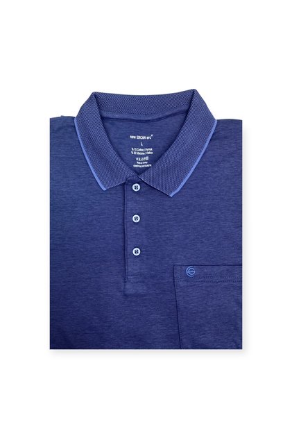 Ercan Plus Size Polo Neck Short Sleeve Indigo Color T-Shirt with Pockets 0170