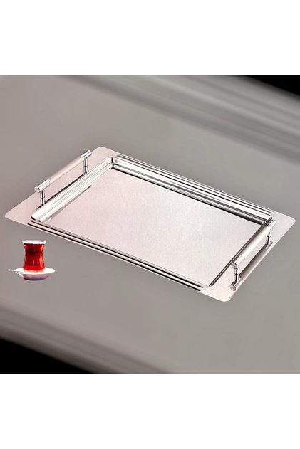 Çay Tepsisi Paslanmaz Çelik Kulplu 40 Cm 18\10