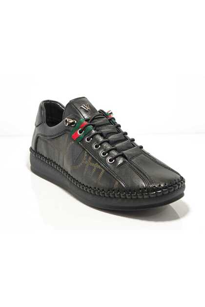Z096 Women's Black Leather Casual Shoes