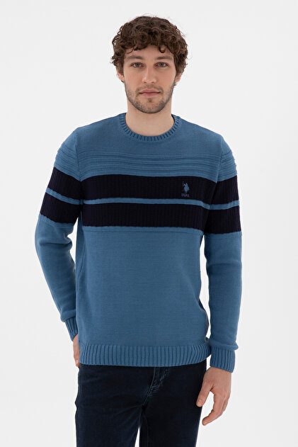 Men's Slim Fit Crew Neck Cobalt Sweater 50293041-Vr032