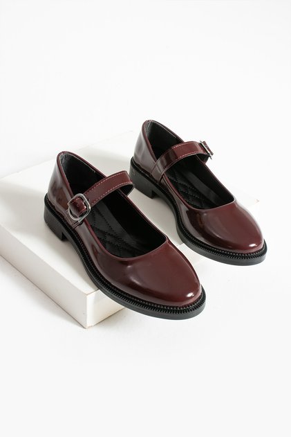 Claret Red Patent Leather Women's Daily Comfortable Ergonomic Shoes
