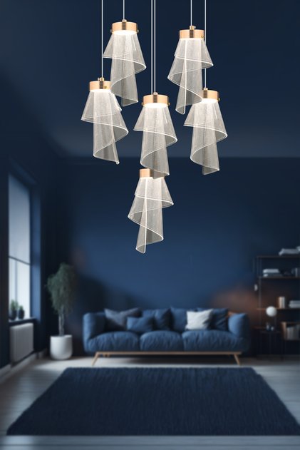 Hope Kumandalı 3 Renk Işık Özellikli Dimmerli Modern Kaplama Sarkıt Led Avize Salon Mutfak Avize