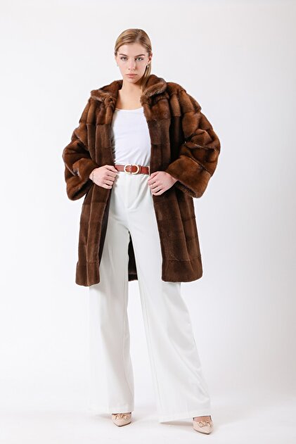 Leather Club Naturel Kahve Mink Garnili Rex Kürk Kaban - Fiyatı