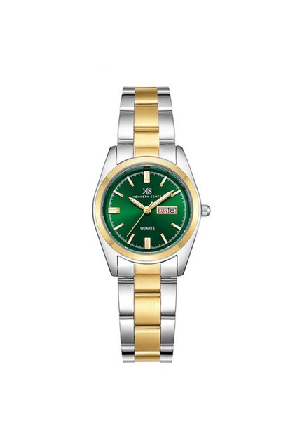 Kenneth Scott K23543-TBTG Women Analog Display Watch & Stainless Steel Strap Gold