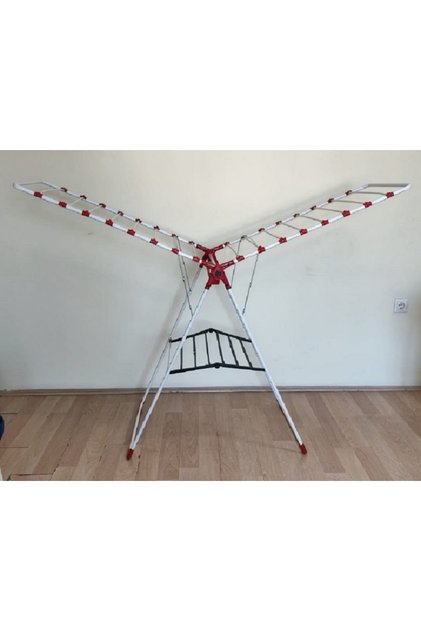 Çamaşır Kurutmalık Askısı Kalın Borulu Lux Model 626 Beyaz-Kırmızı
