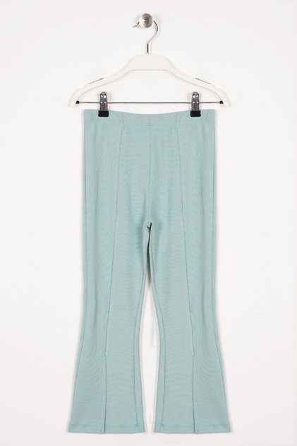 Ten Pacası Yırtmac Detailed Conch Cagla Green Color Girl's Tights