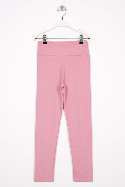 Ribbed Pink Color Girls' Tights