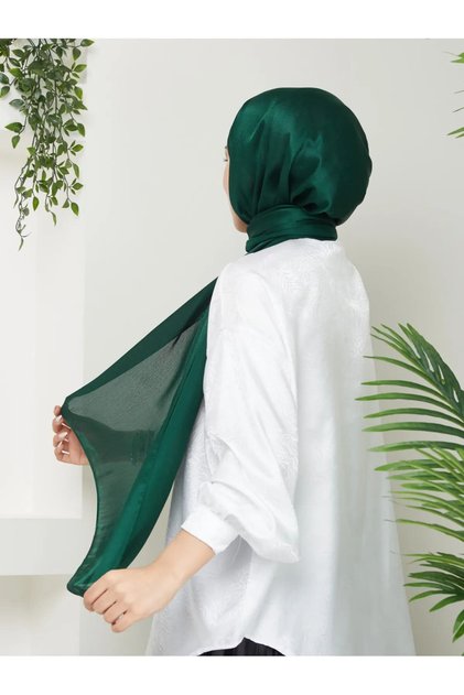 Women's Shiny Satin Textured Hijab Evening Dress Chiffon Janjan Shawl