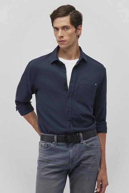 100% Cotton Slim Fit Single Pocket Shirt Men's Shirt 0211237