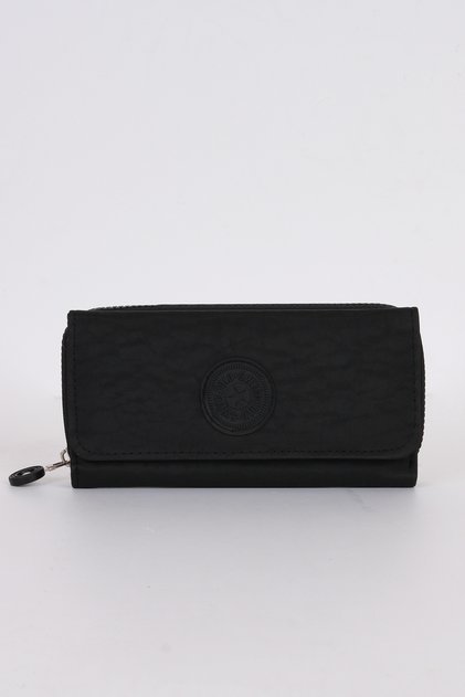 Crinkle Fabric Functional Women's Wallet - Snap Closure, Zippered Multi-Compartment Card Holder Accessory