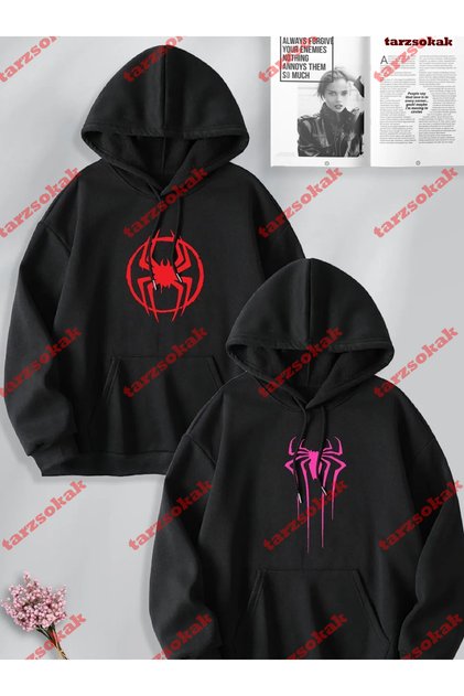 Dear Couple Combination Spider Man and Spider Girl Logo Printed Hooded Sweatshirt 2-Pack