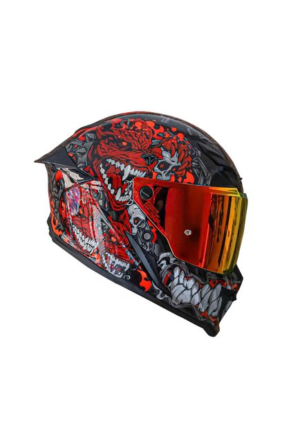 Inferno Gatekeeper Parlak Siyah-Kırmızı Kask