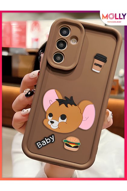 Fallow Brown Edges Thick 3D Embossed Baby Jerry Silicone Case for Samsung Galaxy A25