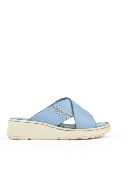 , Women's Genuine Leather Slippers 1511048Z15 Denim