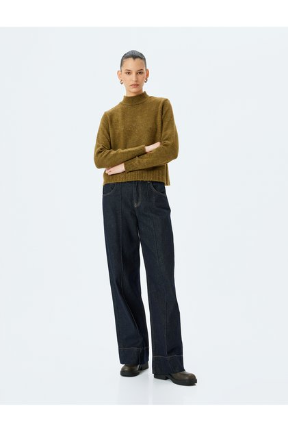 Stand Collar Long Sleeve Basic Knitwear Sweater