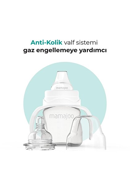 Mamajoo Kulplu Antikolik Alıştırma Biberonu 160 ml 6 Ay+ | Orta