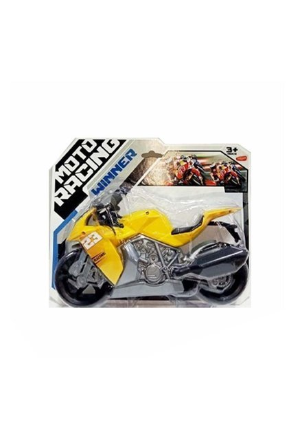 Oyuncak Yarış Motorsikleti Sarı 28 CM Uzunluk
