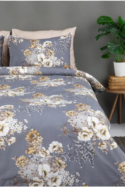 Single Person Floral Pattern Divet Set, 155X215 Zippered Divet + Pillow Cover