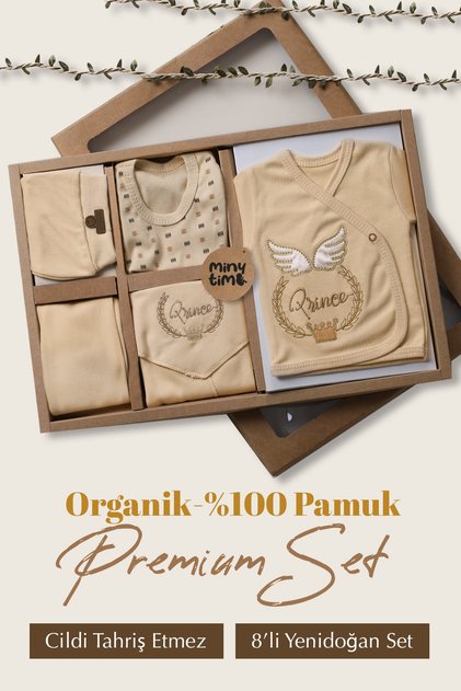 8-Piece Organic Newborn Hospital Release, Prince Embroidered Luxury Set