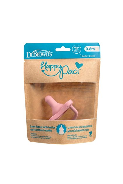 Happypaci silicone pacifier single pack 6+ months pink