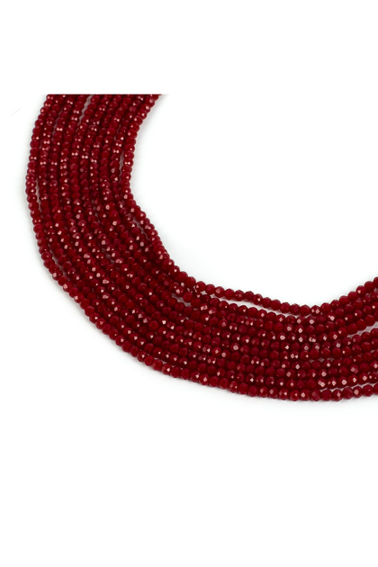 1 Dizi (130-135 Adet) - 3 mm Yassı Kristal Cam Boncuk Dizisi Mat Bordo Renk 1.Kalite
