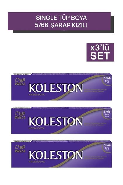 Koleston Single Tüp Boya 5/66 Şarap Kızılı X3 Adet