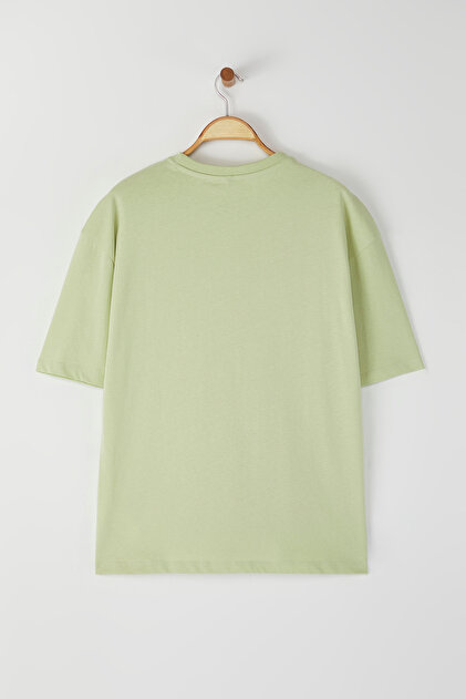 Trendyolmilla Man Mint Oversize/Geniş Kesim %100 Pamuk Kısa Kollu