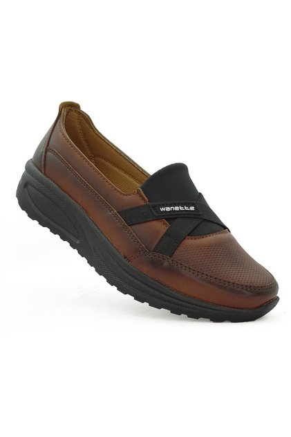 Wanette Women's Tan Four Point Orthopedic Sole Easy Wear Latched Casual Shoes