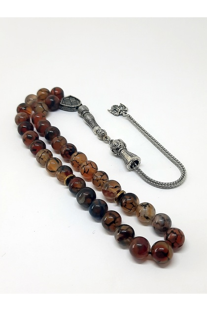 Double Headed Eagle Ottoman Seljuk Spider Agate Brown Rosary