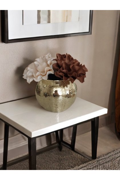 Işıltı home design aynalı cam vazo gold büyük boy
