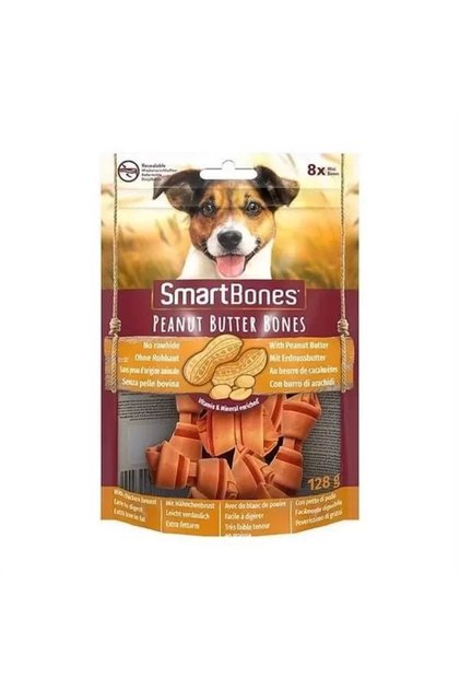 Mini Knot Bone Dog Treat with Chicken and Peanut Butter 128 Gr