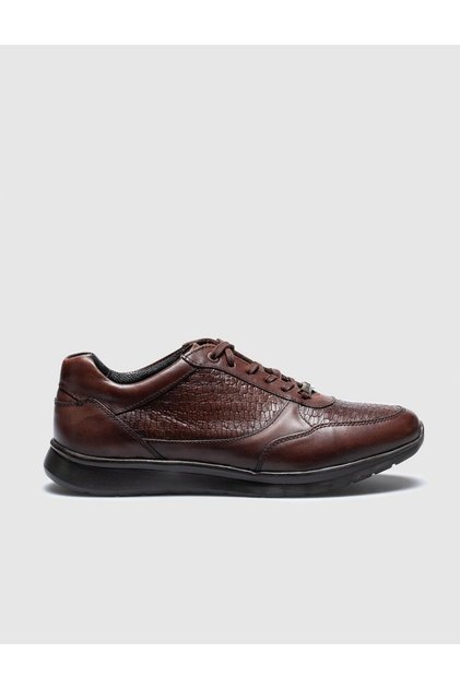 Genuine Leather Brown Lace-Up Men's Sports Shoes