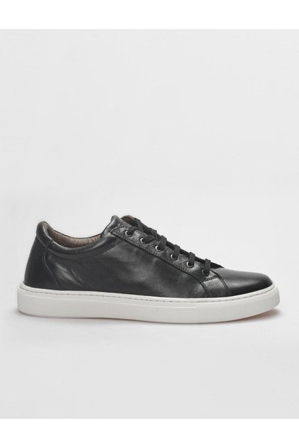 Genuine Leather Black Lace-Up Men's Sports Shoes