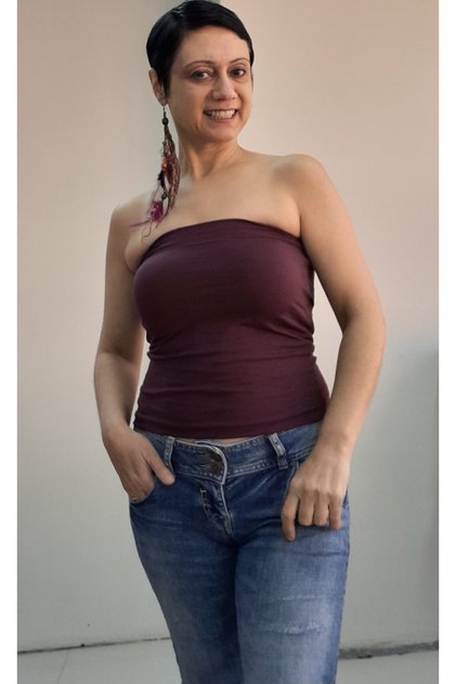 Plum Combed Cotton Viscose Strapless Badi Tank Tops T-Shirt Bustier