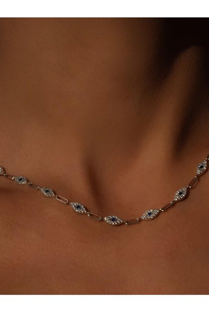925 Ayar Mini Göz Sıralı Ataç Kolye Ciglio