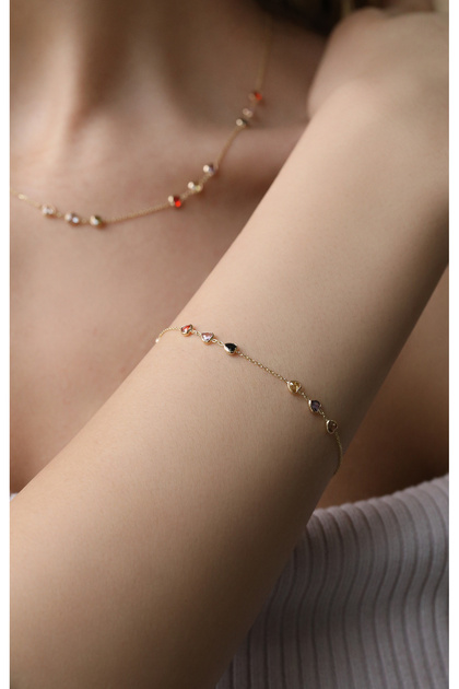 14 Ayar Altın Yarım Sıra Mini Taşlı Set