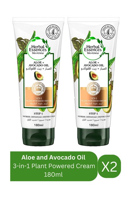 3-in-1 Hair Cream | Aloe & Avocado Oil | 180 ml x 2 | Curl Care & Moisture