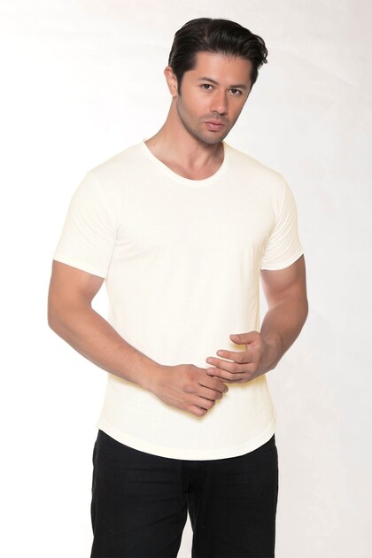 Men's Wide Neck 100% Cotton Loose T-Shirt