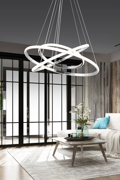 NZL Lighting Modern Üç Halkalı Kıvrımlı Üç Renkli Krom Sarkıt