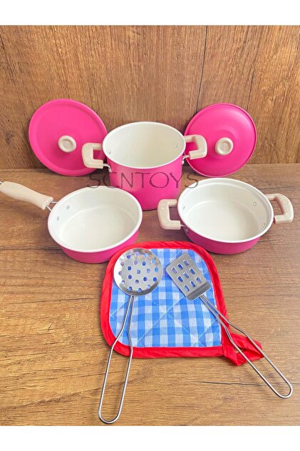 CUTE ME4点セット scntoys 8 Parça Emaye Metal Oyuncak Tencere Tava Seti Evcilik
