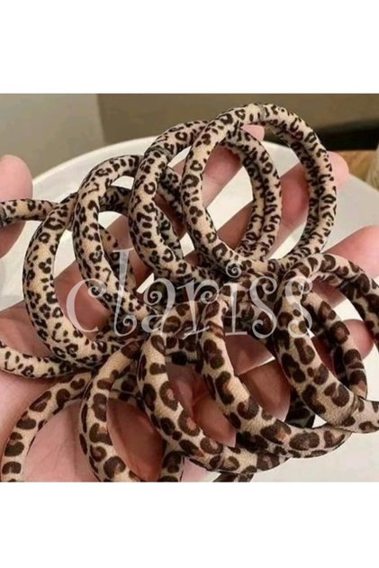 10 Adet Karışık Renk Leopar Desenli Mini Lastik Toka.