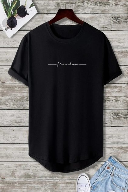 Unisex Black Oval Cut Rhythm Design Tshirt
