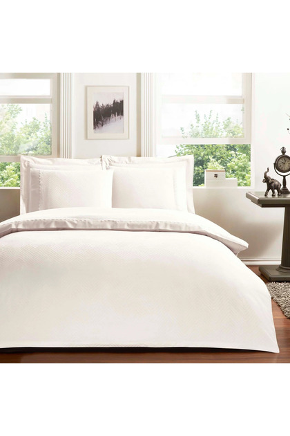 Sambre Jacquard Double Duvet Cover Set Ecru