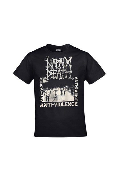 Unisex Μαύρο μπλουζάκι με στάμπα Napalm Death Anti Violence Smash Oppression