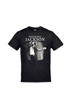 Genel Markalar Unisex Siyah Michael Jackson Baskılı Tshirt