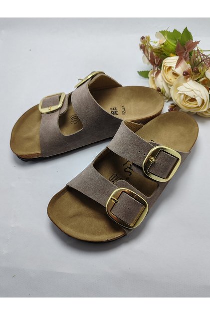 Cork Sole Arizona Model Double Buckle Orthopedic Slippers